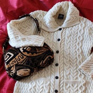 ARAN WOOLLEN MILLS FISHERMAN  SWEATER CABLE CARDIGAN XL IRELAND